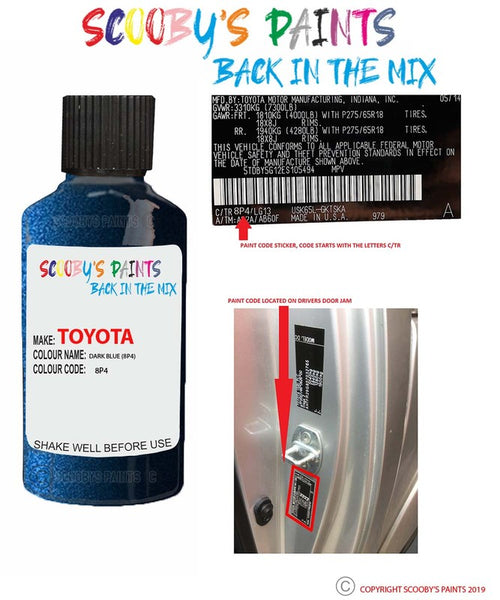 Paint For Toyota Corolla Dark Blue Code 8P4 Touch Up Paint Scratch Sto ...