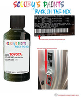 toyota camry dark green code location sticker 6v4 touch up paint 2008 2016