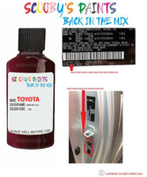 toyota corolla dark red code location sticker 3j5 touch up paint 1990 1993