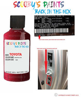 toyota corolla dark red code location sticker 3q3 touch up paint 2001 2020