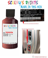 toyota yaris dark red code location sticker 3q8 touch up paint 2002 2010