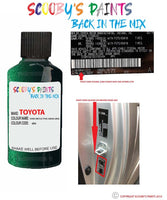 toyota corolla dark reflective green code location sticker 6r4 touch up paint 1998 2015