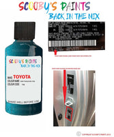 toyota avensis deep turquoise code location sticker 758 touch up paint 1997 1999