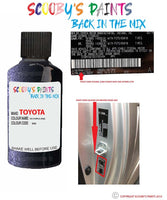 toyota corolla dk purple code location sticker 946 touch up paint 2001 2003