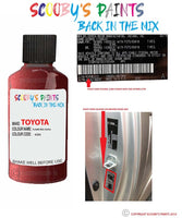 toyota camry flame red code location sticker 4293 touch up paint 2004 2005