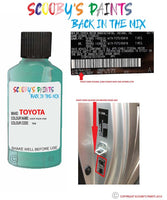 toyota yaris light aqua code location sticker 764 touch up paint 1998 2000