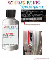 toyota yaris liquid silver code location sticker 1d0 touch up paint 1999 2010