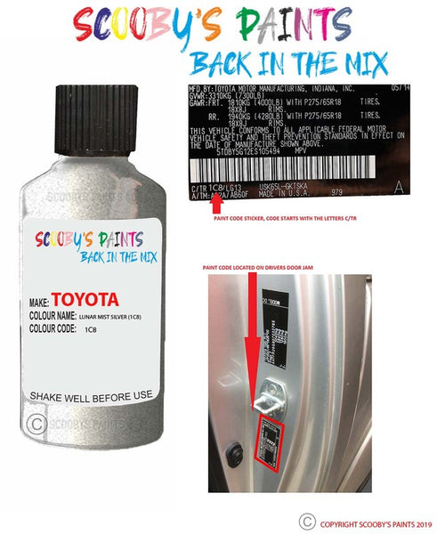Paint For Toyota Camry Lunar Mist Silver Usa Code 1C8 Touch Up Paint ...