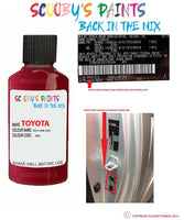 toyota camry red flame code location sticker 3n5 touch up paint 1998 2003