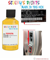 toyota corolla super bright yellow code location sticker 576 touch up paint 1994 2006