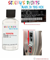 toyota yaris verso super pure white ii code location sticker 40 touch up paint 1990 2020