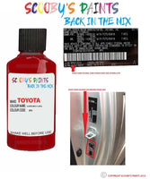 toyota aygo super red v code location sticker 3p0 touch up paint 1999 2019