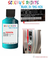 toyota carina turquoise code location sticker 746 touch up paint 1991 2002
