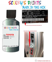 toyota corolla turquoise code location sticker 775 touch up paint 2004 2008