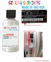 toyota corolla hatchback white crystal shine code location sticker 70 touch up paint 2002 2020