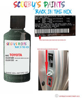 toyota camry green code location sticker 6r1 touch up paint 1998 2003