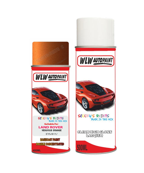 land rover defender vesuvius orange aerosol spray car paint can with clear lacquer eys 811Body repair basecoat dent colour