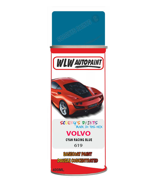 Aerosol Spray Paint For Volvo V70 Cyan Racing Blue Colour Code 619