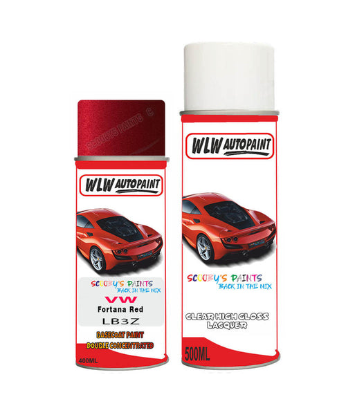 volkswagen passat cc fortana red aerosol spray car paint clear lacquer lb3zBody repair basecoat dent colour