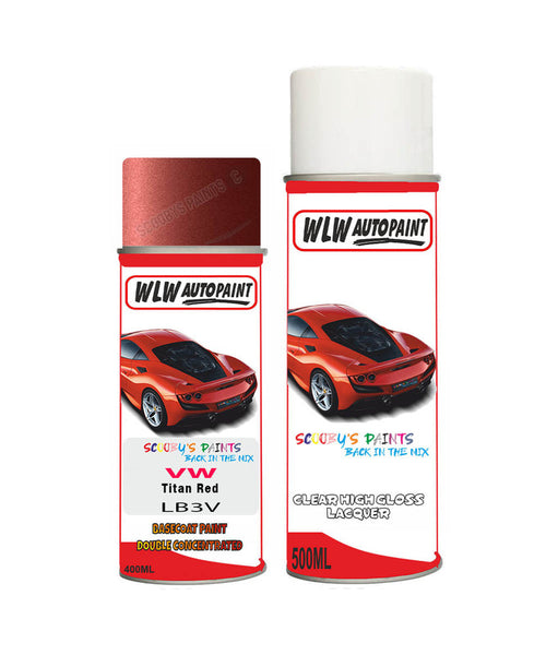 volkswagen polo titan red aerosol spray car paint clear lacquer lb3vBody repair basecoat dent colour