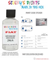Paint For Fiat/Lancia 500 Bianco Divino Zenit Ghiaccio Gelato Code 296 A Touch Up Paint